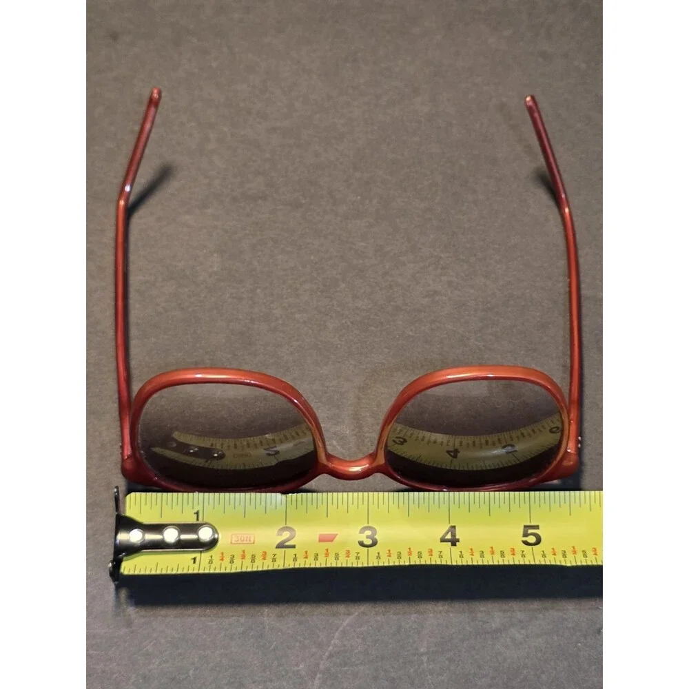 Vintage 1970s Oversized Sunglasses Red Orange Mod Round Square Korea 202 Retro